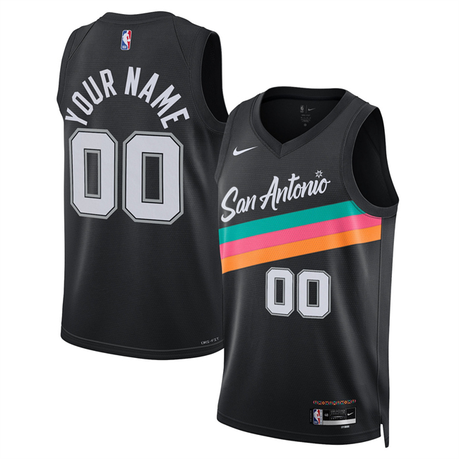 Men's San Antonio Spurs Active Player Custom Black 2025/26 City Edition Stitched Basketball Jersey